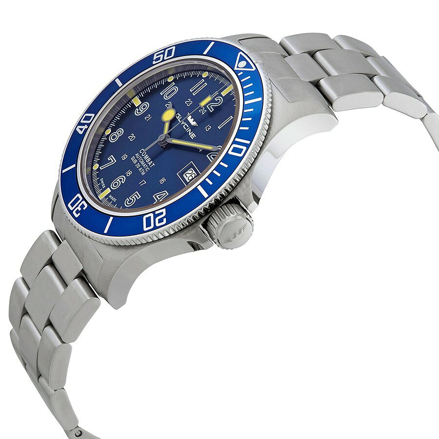 BasqueバスクのGlycine Combat Sub 腕時計 メンズ ブルー文字盤 自動巻き ステンレススチール サファイアクリスタル GL0077｜アングル2