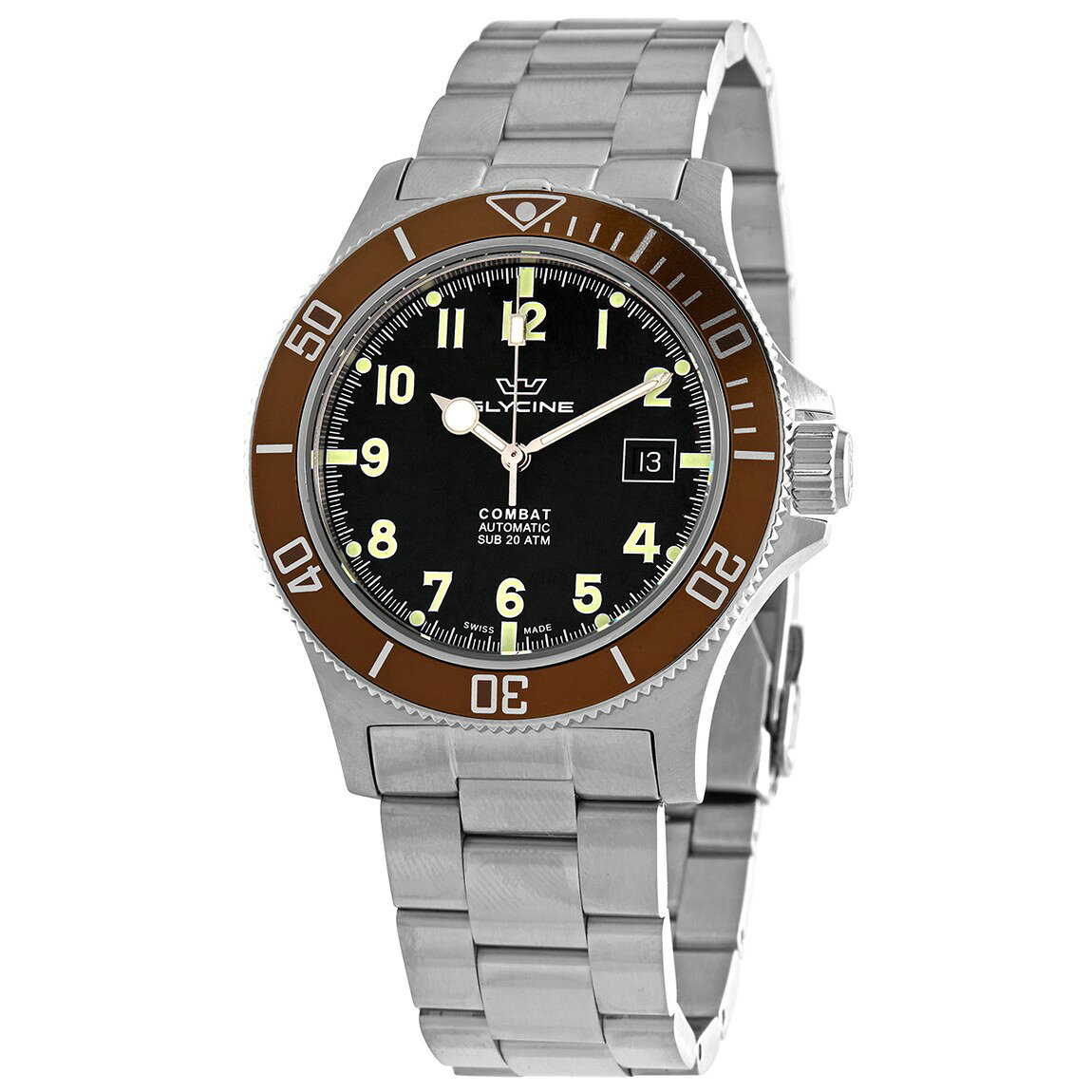 Glycine Combat Sub 42 腕時計 ブラック文字盤 自動巻 ステンレス メンズ GL0171