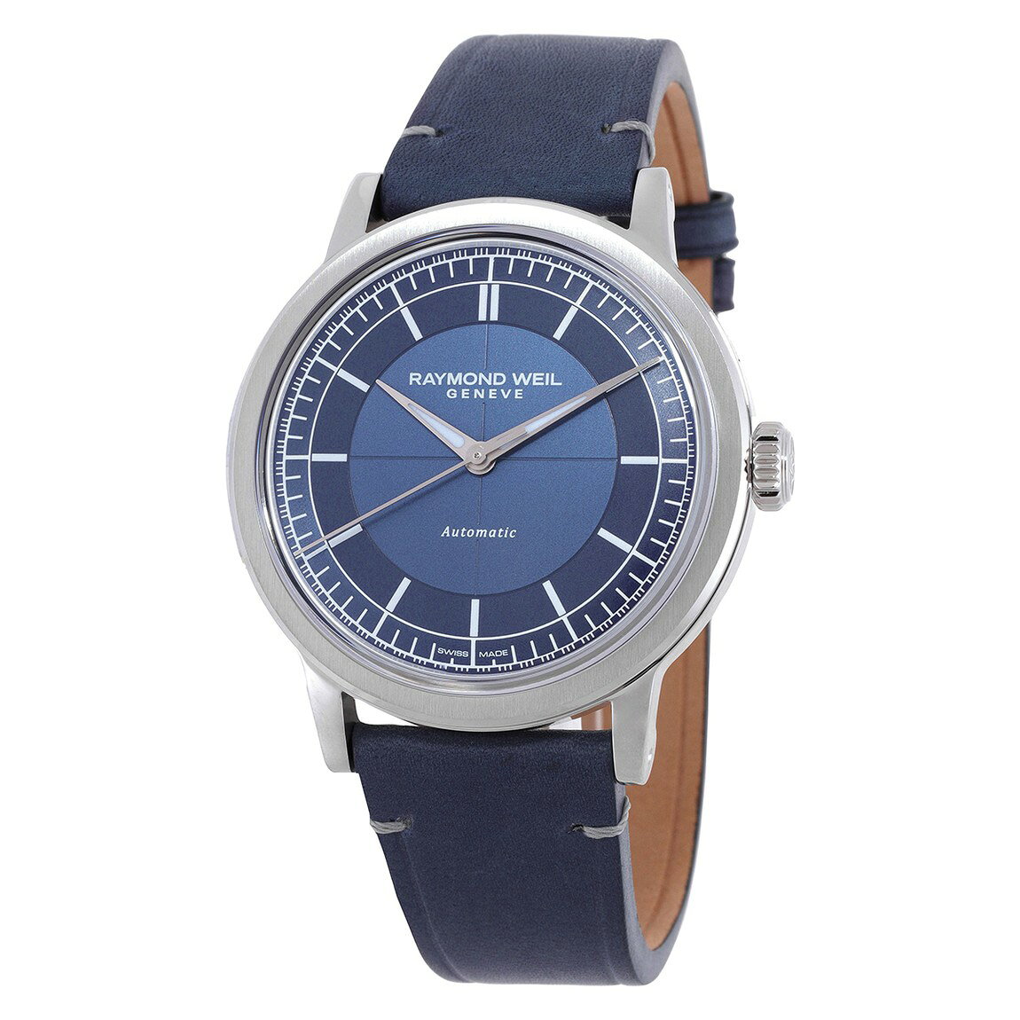 Raymond Weil Millesime 腕時計 自動巻 ブルー文字盤 レザーベルト メンズ 2925-STC-50001