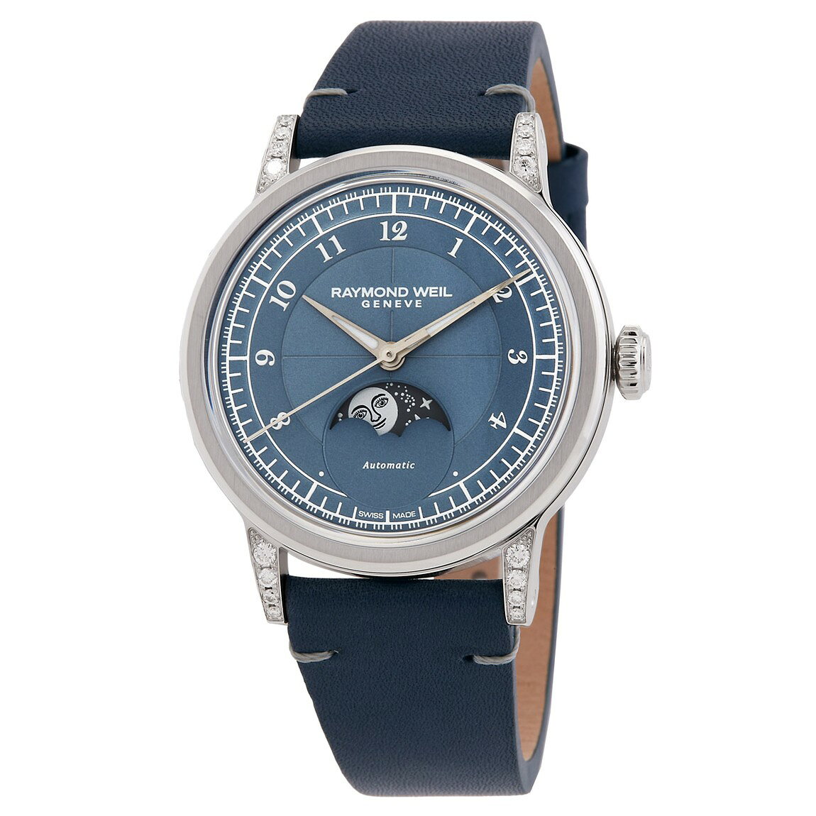 Raymond Weil Millesime 腕時計 ムーンフェイズ デニムブルー文字盤 自動巻き レディース 2145-SCS-05511