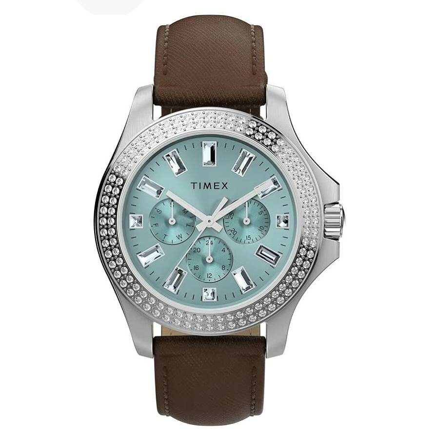 Timex Kaia 腕時計 レディース ブルー文字盤 クリスタル クオーツ ブラウンレザー TWH6Z5910