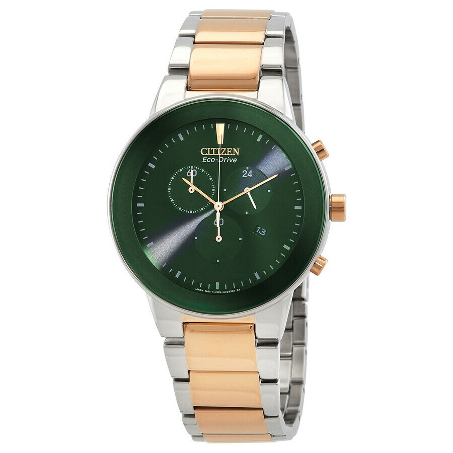 Other - Citizenシチズン腕時計 逆輸入 クロノグラフ Eco Drive グリーン ダイヤル メンズ ウォッチ AT2244 84X