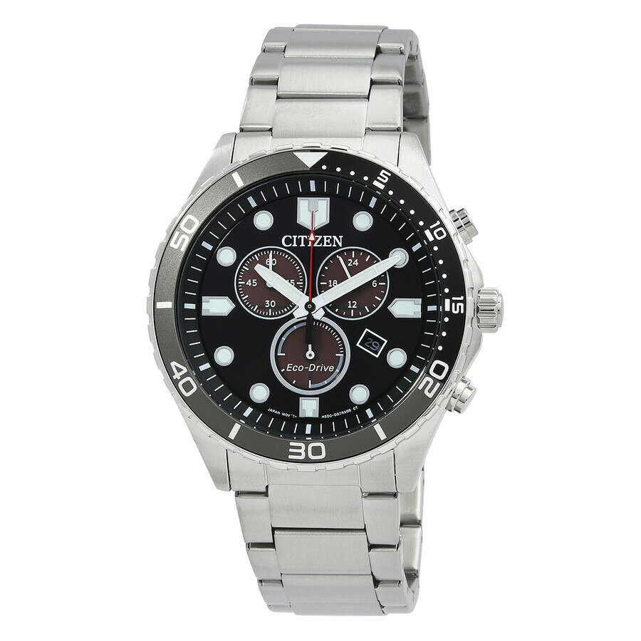 Citizenシチズン腕時計 逆輸入 Chrono Sporty Aqua クロノグラフ ブラック ダイヤル メンズ ウォッチ A..