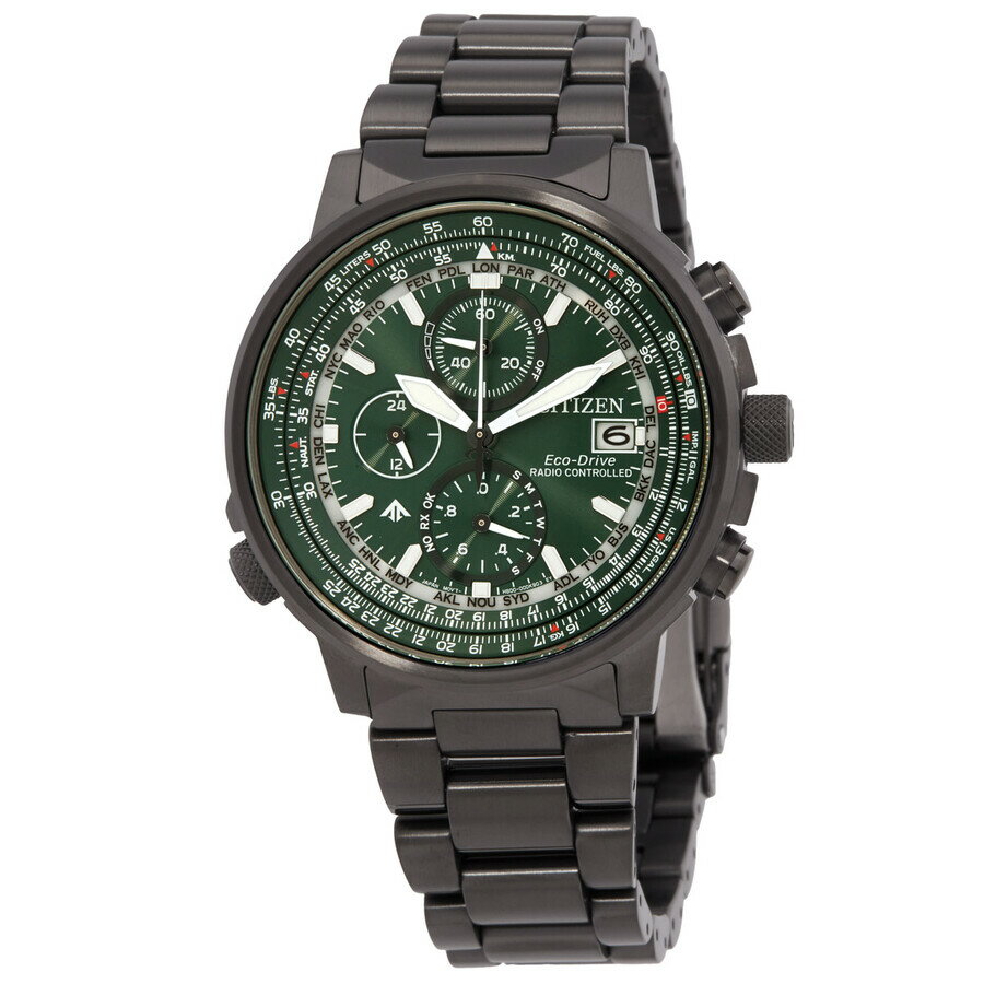 Citizenシチズン腕時計 逆輸入 Promaster クロノグラフ グリーン ダイヤル メンズ ウォッチ AT8304 57W