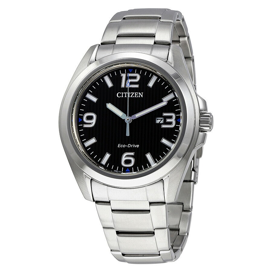 Rakuten - Citizenシチズン腕時計 逆輸入 Eco Drive ブラック ダイヤル ステンレス スチール メンズ ウォッチ AW1430 86E