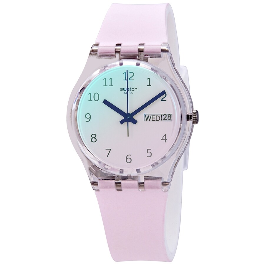Swatch レディース 腕時計 クォーツ ピンクグラデーション文字盤 シリコンベルト アナログ カジュアル