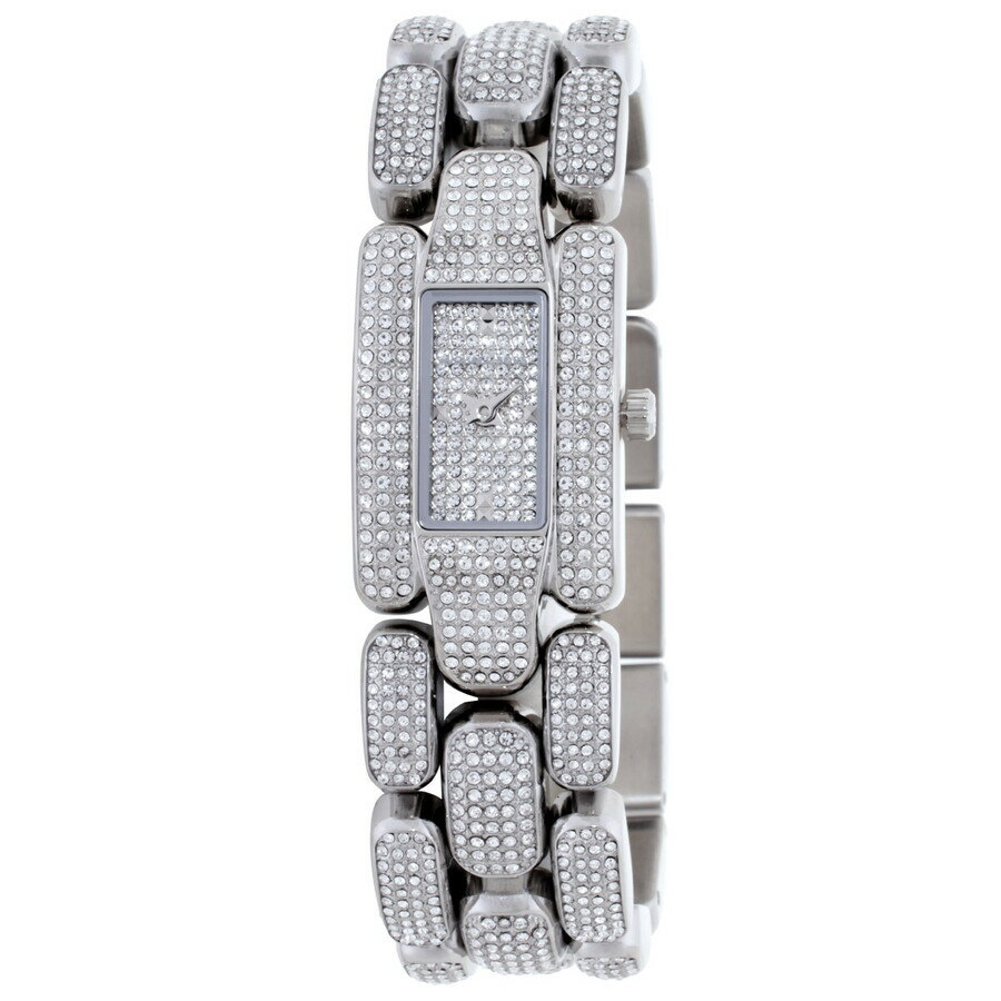 Michael Kors Mini Hally 腕時計 レディース クォーツ シルバー パヴェ ストーン レクタングル