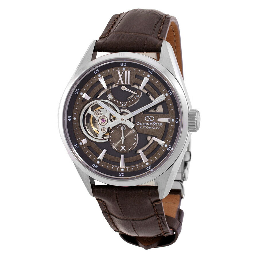 Orient Star Contemporary Modern Skeleton メンズ 腕時計 自動巻き ブラウン レザーベルト シルバーケース