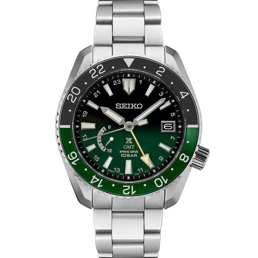 Seikoセイコー逆輸入 Prospex LX メンズ腕時計 自動巻き スプリングドライブ GMT チタン グリーン ブラック文字盤 100m防水