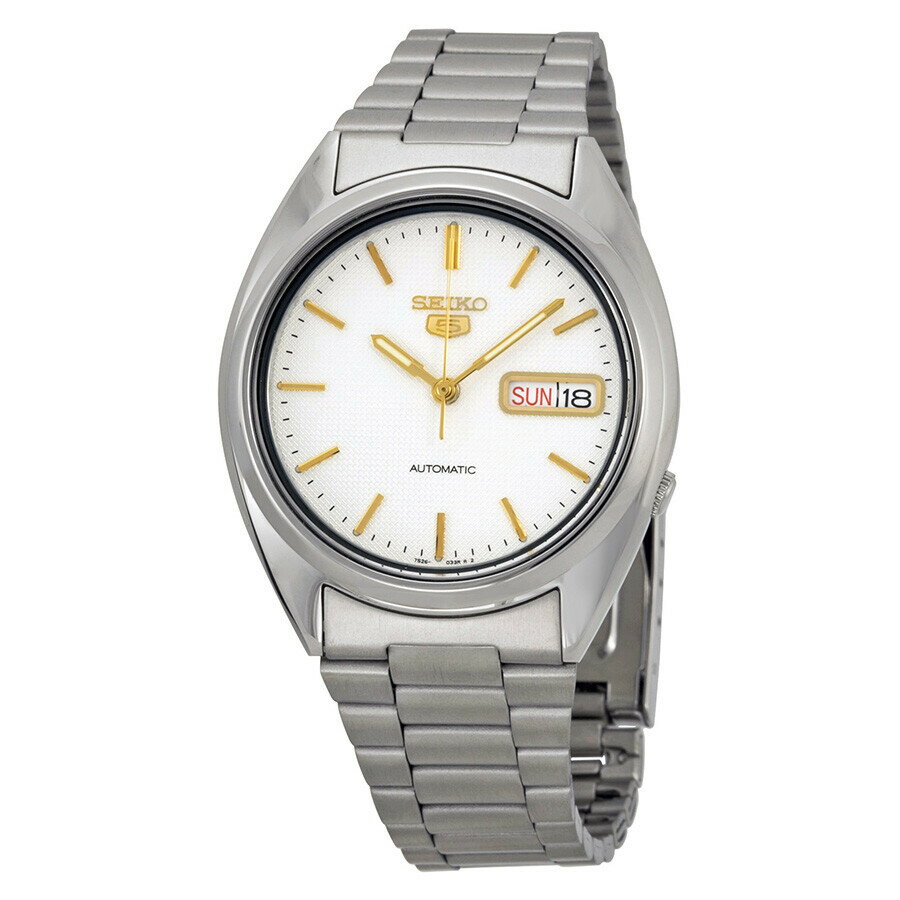 Seikoセイコー逆輸入 Series 5 腕時計 メンズ 自動巻き オフホワイト文字盤 ステンレスベルト 37mm