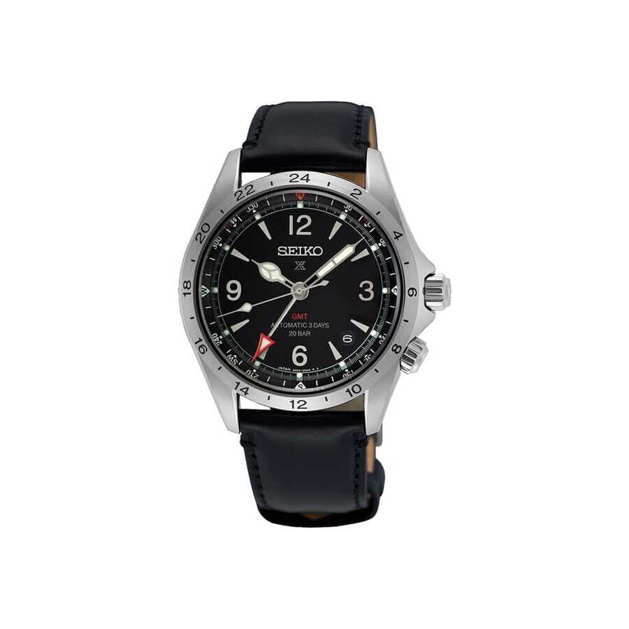 Seikoセイコー逆輸入 Prospex Alpinist GMT 腕時計 メンズ 自動巻き ブラック文字盤 レザーベルト