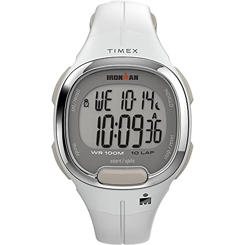 TIMEX レディース女性 IRONMAN Transit 33mm 樹脂ストラップウォッチ ホワイト/クロムトーン-ホワイトレジンストラップ