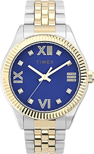 タイメックス Tmexタイメックス レディース女性 ウォーターベリー レガシー 34mm 腕時計クリスタル付きブルーダイヤルツートーンステンレススチールケース＆ブレスレット