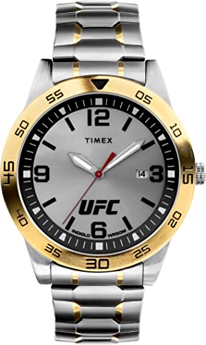 Tmexタイメックス UFC メンズ男性 レジェンド 42mm 腕時計ートーンストラップ シルバートーン文字盤 シルバートーンケース