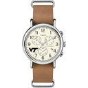 TIMEX メンズ男性 Collegiate Weekender Chrono 40mm 腕時計タン本革スリップスルーストラップ付きバージニア工科大学ホーキーズ