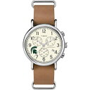 TIMEX メンズ男性 Collegiate Weekender Chrono 40mm 腕時計ミシガン州スパルタン タン本革スリップスルーストラップ付き