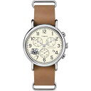 TIMEX メンズ男性 Collegiate Weekender Chrono 40mm 腕時計アラバマ クリムゾン タイド タン本革スリップスルーストラップ