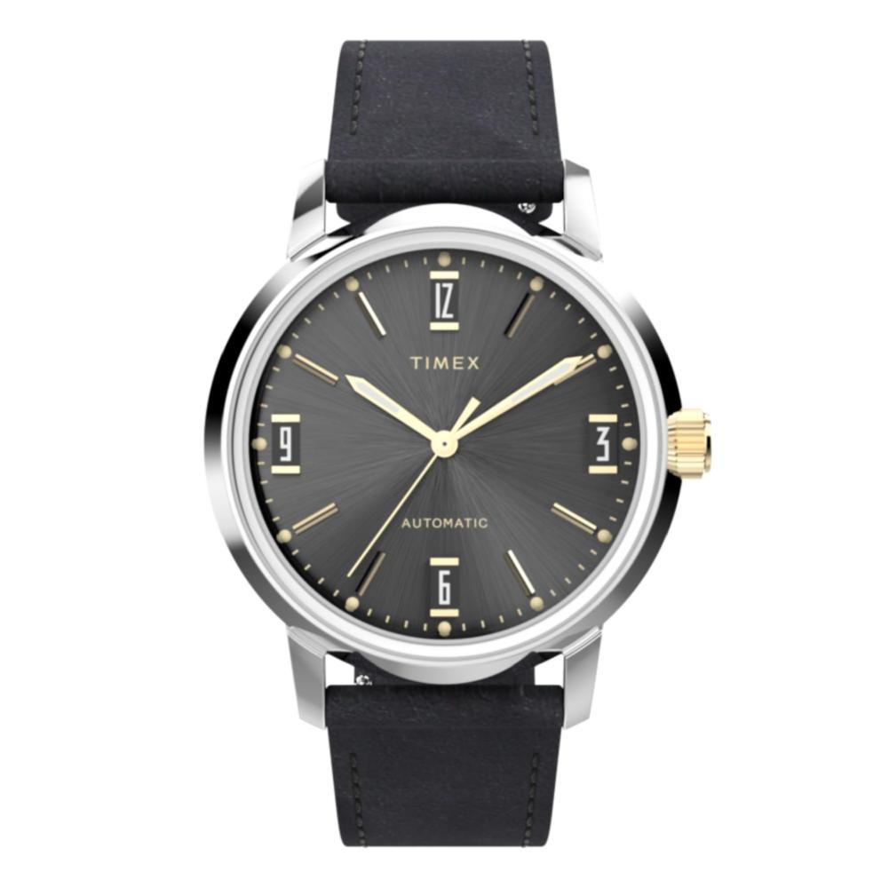楽天BasqueバスクTimex メンズ Marlin Automatic 40mm Watch - Black Strap Black Dial Stainless Steel Case タイメックス腕時計 並行輸入品