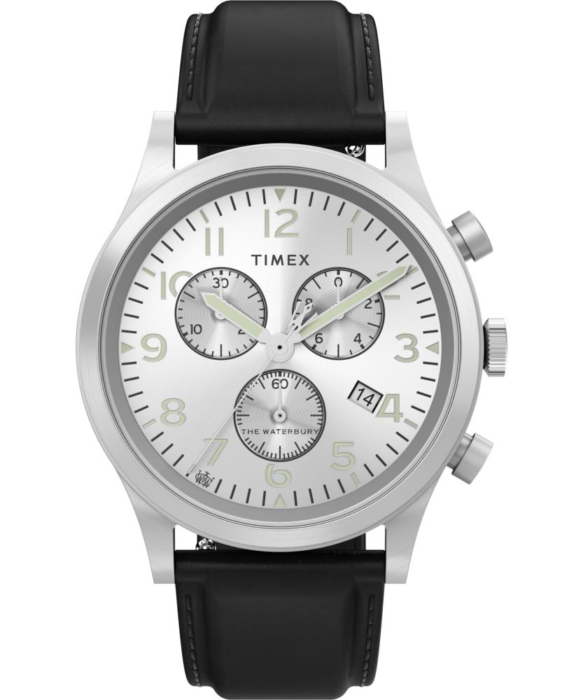楽天BasqueバスクTimex メンズ Waterbury Traditional 42mm Watch - Black Strap Silver-Tone Dial Stainless Steel Case タイメックス腕時計 並行輸入品