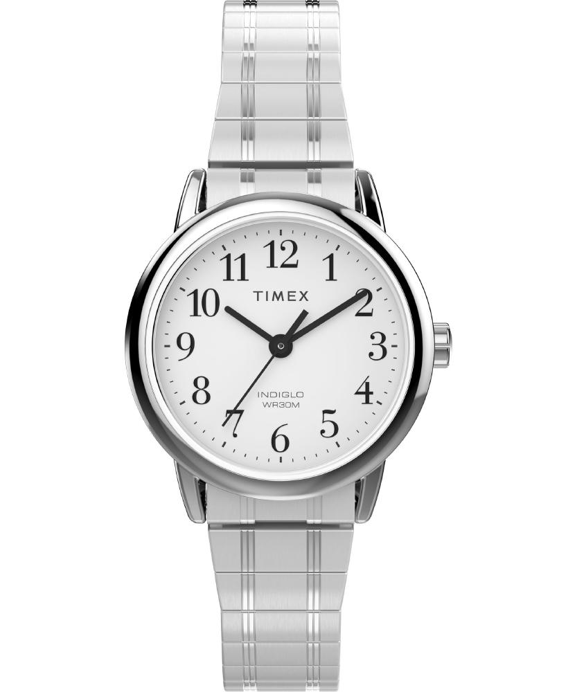 Timex fB[X Easy Reader 25mm Watch - Silver-Tone Expansion Band White Dial Silver-Tone Case ^CbNXrv sAi