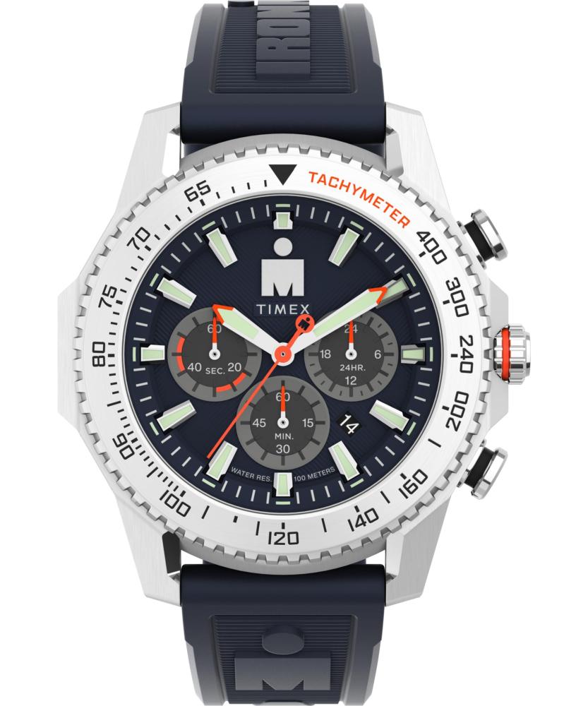 Timex メンズ アイアンマン Adrenaline 48mm Watch - Blue Strap Blue Dial Silver-Tone Case タイメックス腕時計 並行輸入品