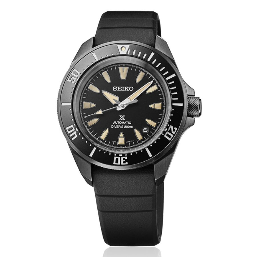 Seikoセイコー逆輸入 Prospex Sea メンズ 自動巻き 腕時計 ブラックダイアル シリコンストラップ ダイバーズウォッチ