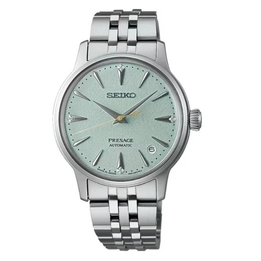 Seikoセイコー逆輸入 Presage レディース 腕時計 自動巻き ライトグリーン文字盤 ステンレスベルト