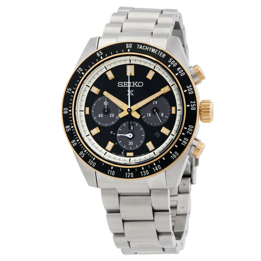 Seikoセイコー逆輸入 Prospex Speedtimer メンズ 腕時計 ソーラー クロノグラフ ブラック文字盤 シルバー ステンレス