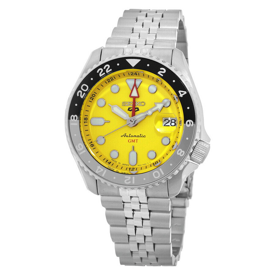 Seikoセイコー逆輸入 5 Sports 腕時計 メンズ 自動巻き GMT イエロー文字盤 ステンレススチール