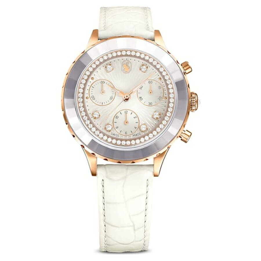 乐天商城 - Swarovski Octea Chrono 腕時計 レディース クォーツ ローズゴールド ホワイト レザーベルト クロノグラフ