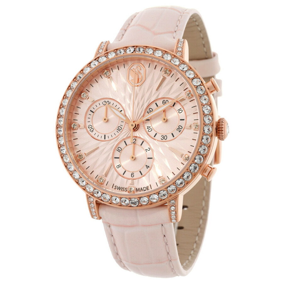 Other - Swarovski Matrix Tennis Chrono レディース腕時計 クォーツ ピンク レザーベルト ローズゴールド