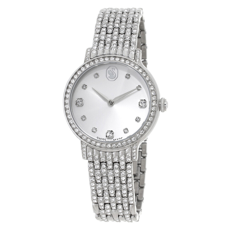 Swarovski Imber レディース 腕時計 クォーツ シルバー文字盤 クリスタル装飾 ステンレススチールブレス