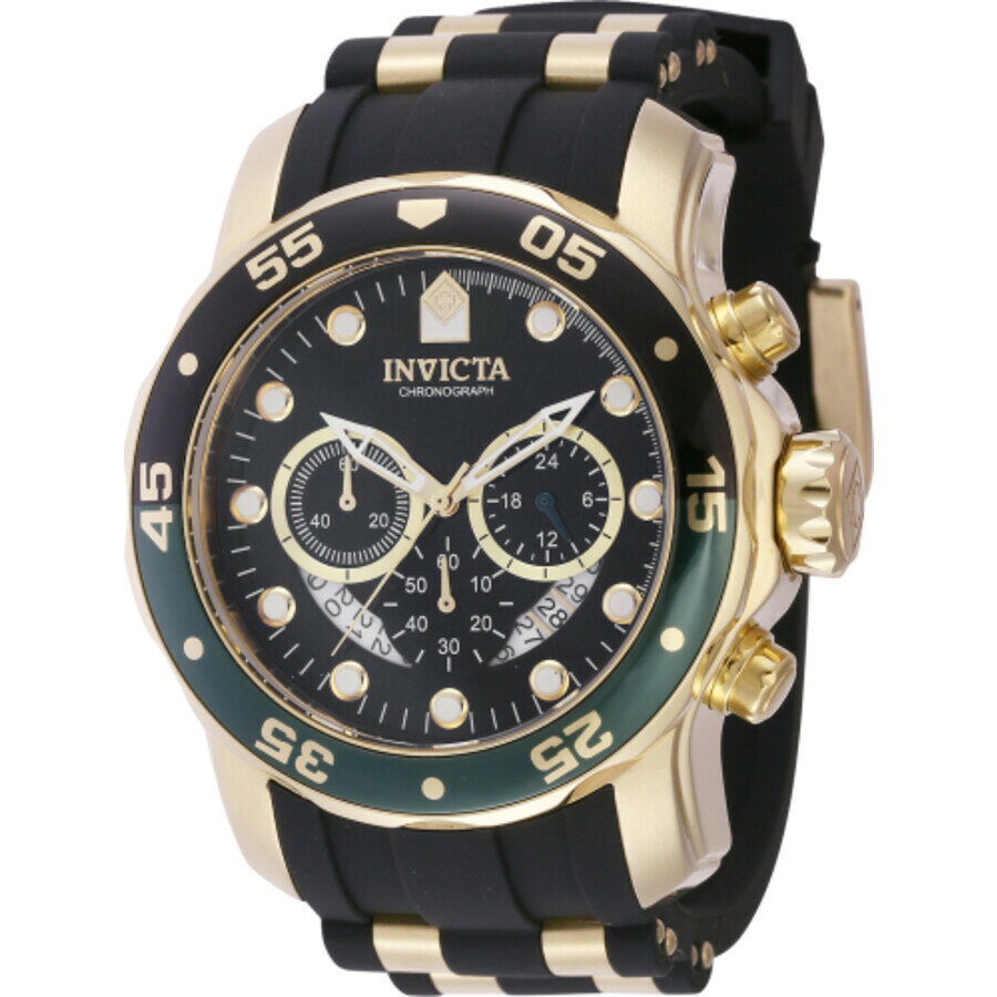 B, C, D, G, J, L, S, T, Z - Invictaインビクタ Pro Diver クロノグラフ GMT クォーツ ブラック ダイヤル メンズ ウォッチ 44522