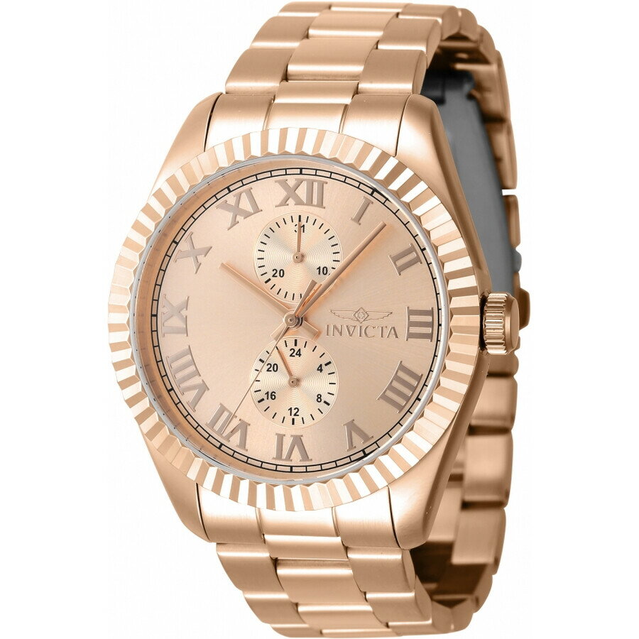 B, C, D, G, J, L, S, T, Z - Invictaインビクタ Specialty GMT クォーツ ローズゴールド ダイヤル メンズ ウォッチ 47433