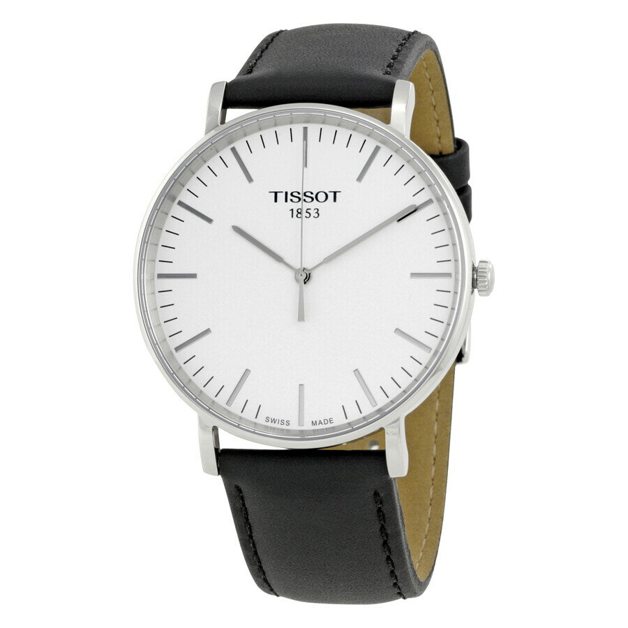 Other - Tissot Everytime メンズ 腕時計 シルバー文字盤 ブラックレザーバンド クォーツ アナログ