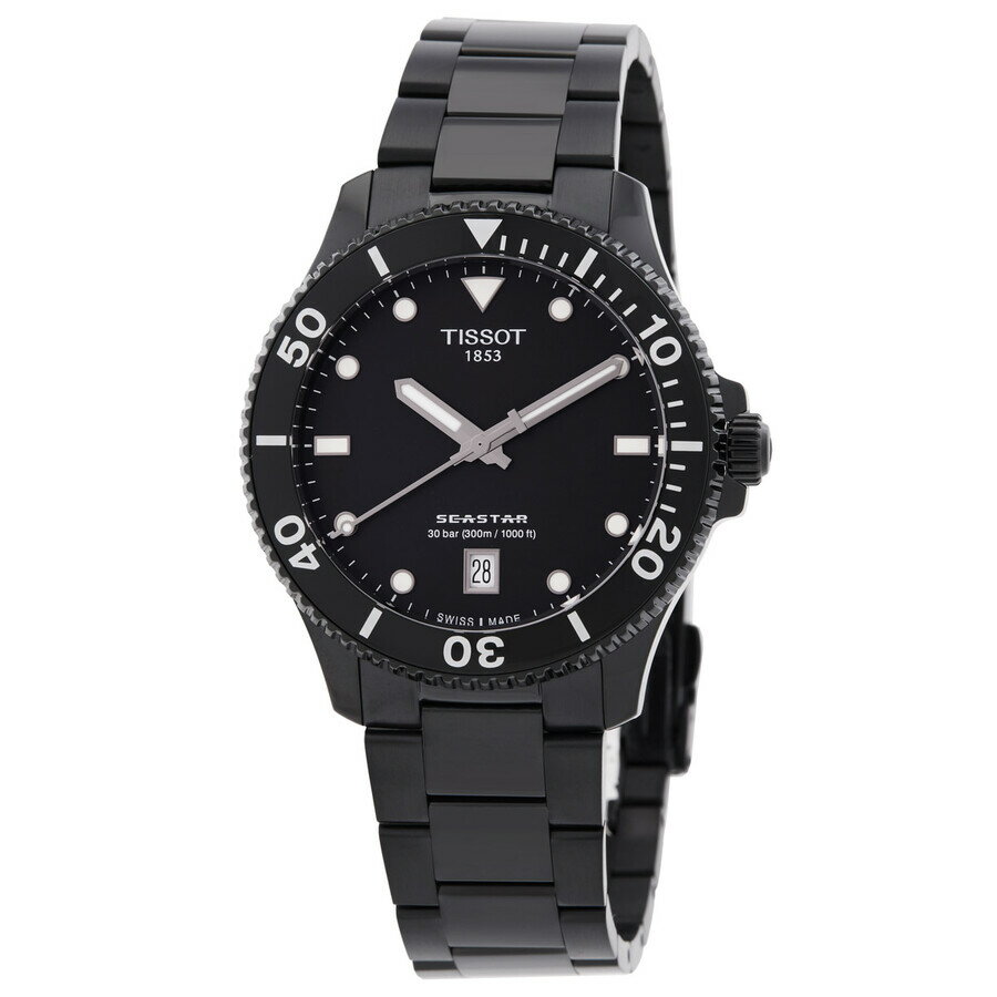B, C, D, G, J, L, S, T, Z - Tissot Seastar 1000 メンズ 腕時計 クォーツ ブラックPVD ステンレス オールブラック ダイバーズウォッチ