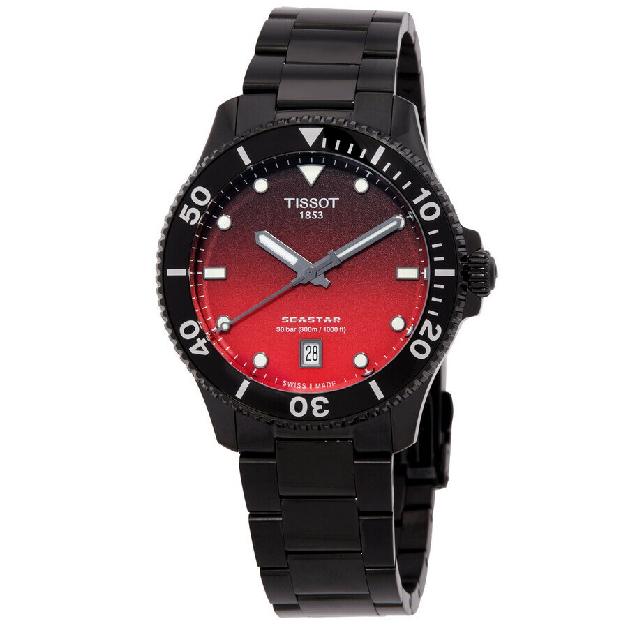 Tissot Seastar 1000 メンズ 腕時計 クォーツ ブラックPVD グラデーション レッド文字盤 300m防水