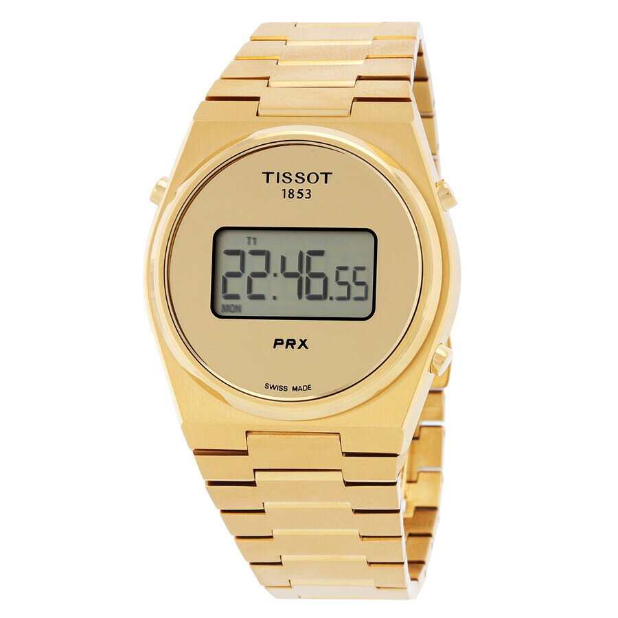 Tissot PRX デジタル 腕時計 メンズ レディース クォーツ ゴールドカラー文字盤 ステンレススチール