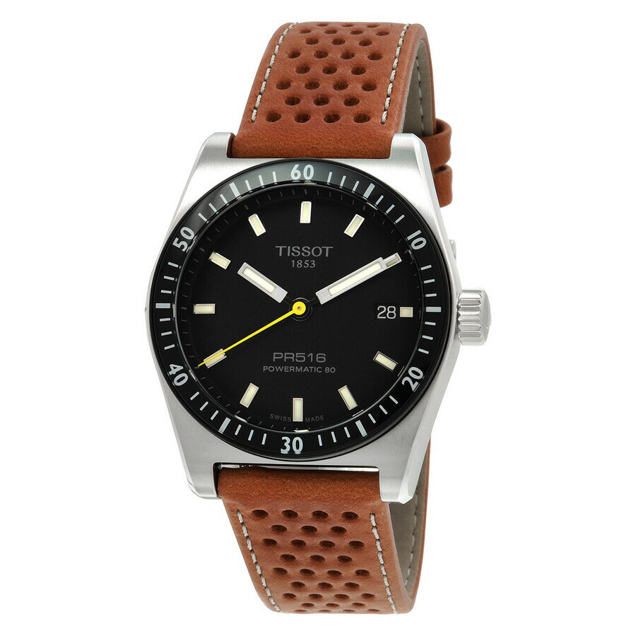 Other - Tissot PR516 自動巻き メンズ 腕時計 ブラック文字盤 ライトブラウン パンチングレザーベルト