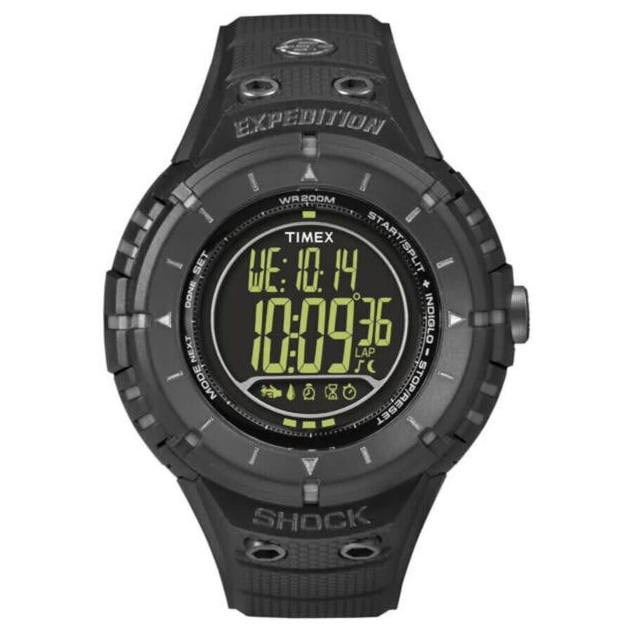 Timex Expedition デジタル メンズ 腕時計 クォーツ ブラック ステンレススチールケース 樹脂ベルト 20気圧防水
