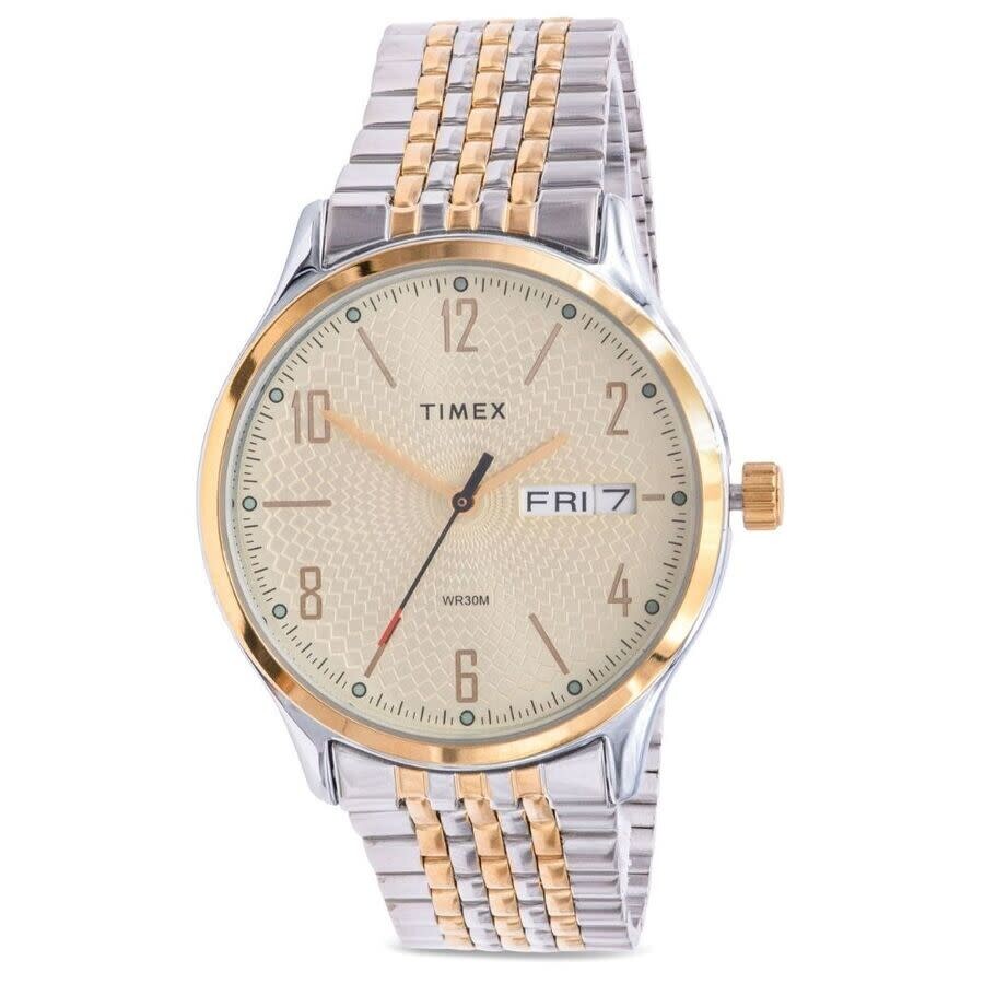 Rakuten - Timex 腕時計 メンズ クォーツ ホワイト文字盤 コンビカラー ステンレスベルト アナログ デイデイト