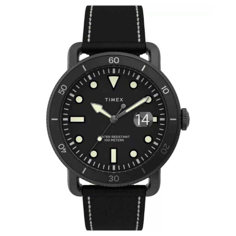 Rakuten - Timex Trend 腕時計 メンズ クォーツ ブラック文字盤 ブラックステンレスケース ブラックレザーストラップ
