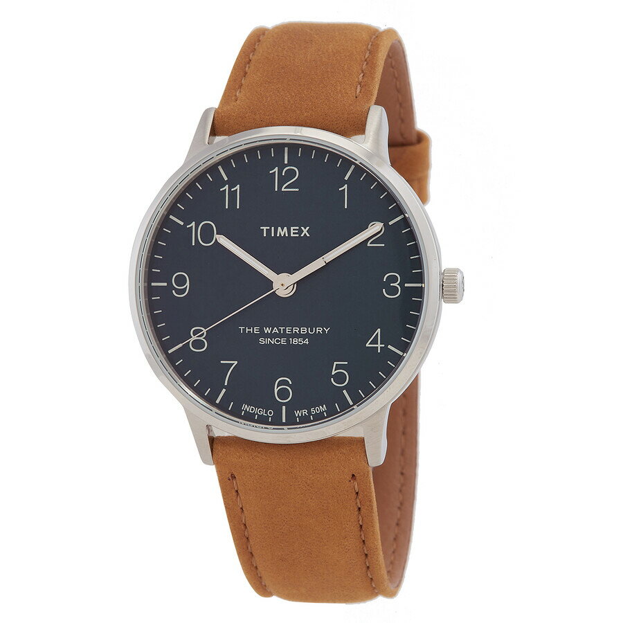 Timex Waterbury Classic 腕時計 メンズ クォーツ ブルー文字盤 レザーベルト