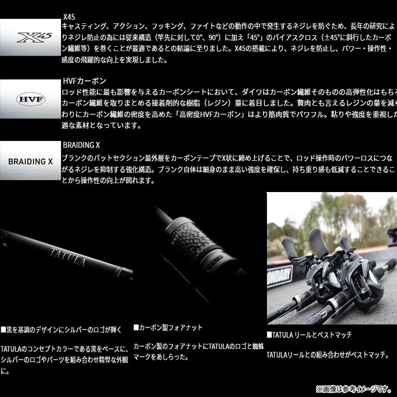【バス釣り(ベイト)入門セット】●ダイワ　タトゥーラ XT 652LFB （ベイトモデル）＋ダイワ　24 タトゥーラ TW 100 (右ハンドル)