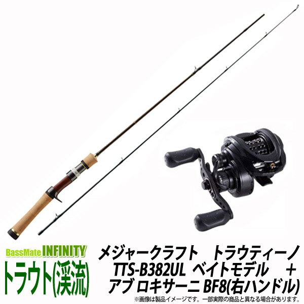 【トラウト（渓流）入門セット】●メジャークラフト　トラウティーノ TTS-B382UL (ベイトモデル)＋アブガルシア　ロキサーニ BF8(右ハンドル)