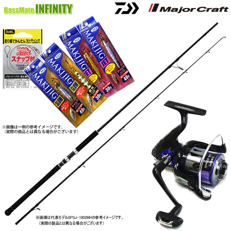 【送料無料】【PE2号(200m)糸付】【ショアジギング入門7点一式(マキジグ)セット】●メジャークラフト　ソルパラ SPSJ-962M＋スポーツライン MS V-MAX 3520DX-PE