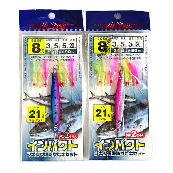 【在庫限定特価】マルシン漁具 インパクト堤防ジギングサビキセット 8号 21g 【メール便配送可】 【まとめ送料割】【bs012】