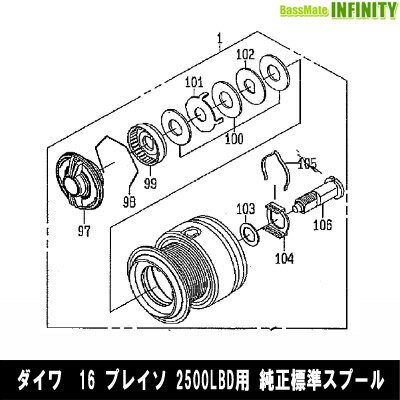 ●ダイワ 16 プレイソ 2500LBD(4960652085748)用 純正標準スプール (部品コード128A64) 【キャンセル及び返品不可商品】 【まとめ送料割】