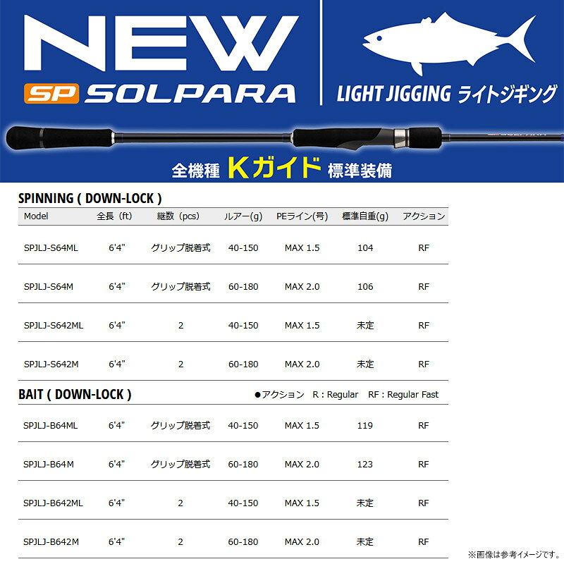 ●メジャークラフト　25 ソルパラ SPJLJ-B642ML ライトジギングモデル (2ピース・ベイトDOWN-LOCK)