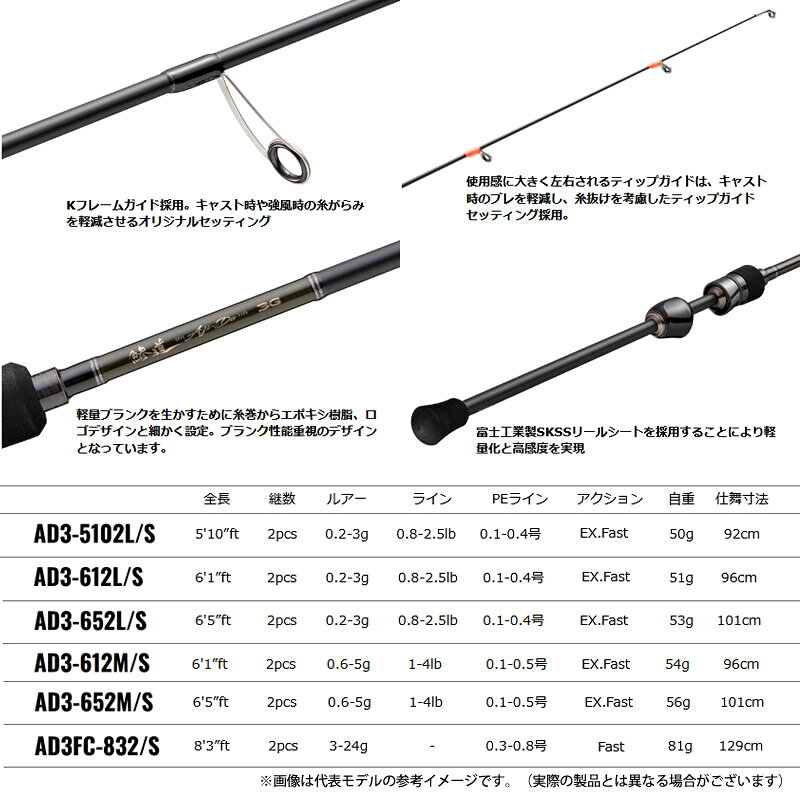鯵道3G アジングモデル AD3-652L/S の商品画像3枚目